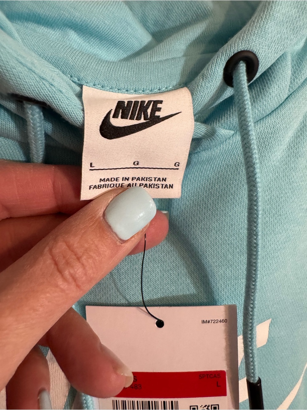 Nike Light Teal Pullover Hoodie with White Swoosh - Picture 3 of 5